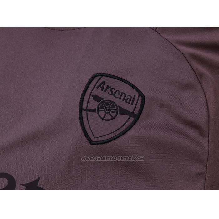Chandal del Arsenal Manga Corta 2024-2025 Gris Purpura - Pantalon Corto